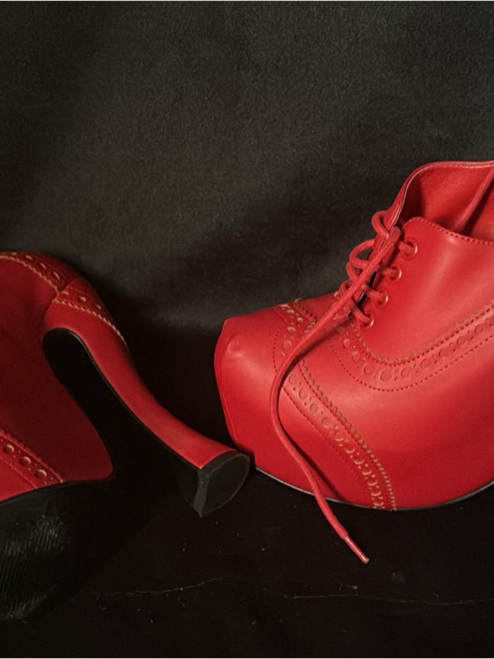 Kat Von D Red Lace-Up Platform Booties